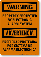 Bilingual Property Protected By Electronic Alarm System Sign