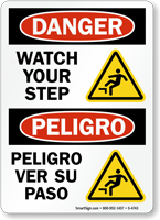 Watch Your Step Ver Su Paso Sign