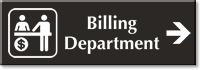 Billing Department Engraved Sign Right Arrow Symbol