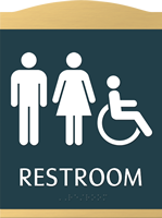 Restroom, Male/Female/ISA Handicapped Graphic and Braille Sign