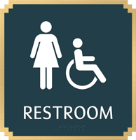 Restroom with Women/ISA Handicapped Graphic Braille Sign