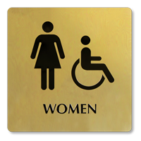 Brass Women Restroom Sign with Female Accessible Symbols