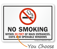 No Smoking Within 20 Feet Sign