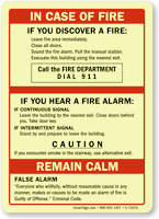 In Case Of Fire Call Fire Department Sign