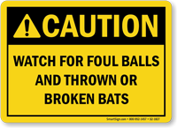 Caution Baseball Sign