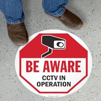 Be Aware CCTV In Operation Floor Sign