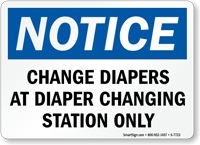 Change Diapers At Changing Station Pool Sign