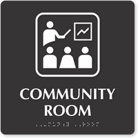 Community Room TactileTouch Braille Sign with Graphic