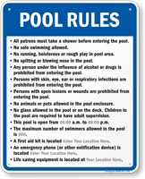 Custom Pool Rules Sign For South Carolina