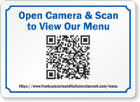 Custom QR Code Restaurant Menu Laminated Label