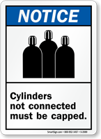 Cylinders Not Connected Must Be Capped Sign