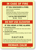 Call Fire Department Upon Hearing Fire Alarm Sign