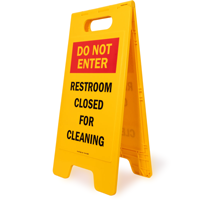 Do Not Enter Restroom Cleaning Free Standing Sign