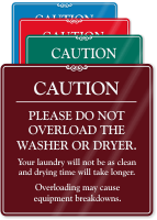 Caution. Please Do Not Overload Washer Sign