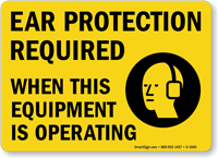 Ear Protection Required Sign; Equipment Use Graphic