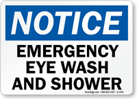 Notice Emergency Eye Wash Shower Sign