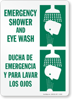Bilingual Emergency Shower and Eye Wash Sign