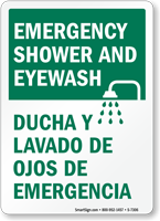 Emergency Shower & Eyewash Emergency Sign (Bilingual)