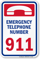 California Emergency Telephone Number 911 Sign