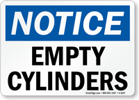 Notice Empty Cylinders Sign