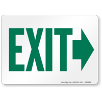 Exit with Green Right Arrow Direction Sign
