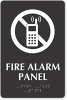 Fire Alarm Panel Symbol TactileTouch™ Sign with Braille