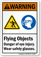Flying Objects Danger Eye Injury Wear Glasses Sign