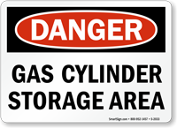 Danger Gas Cylinder Storage Area Sign