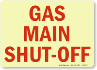 Gas Main Shut Off Sign