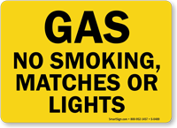Gas No Smoking Matches Or Lights Sign