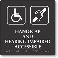 Handicap And Hearing Impaired Tactile Touch Braille Sign