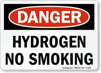 Danger Hydrogen No Smoking Sign
