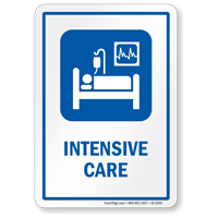 Intensive Care ICU Sign with Symbol