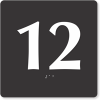 Tactile Touch Braille Door Sign With Number 12