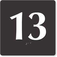 Tactile Touch Braille Door Sign With Number 13