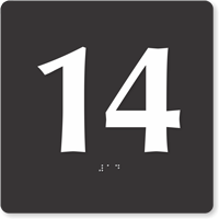 Tactile Touch Braille Door Sign With Number 14