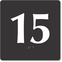 Tactile Touch Braille Door Sign With Number 15