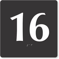 Tactile Touch Braille Door Sign With Number 16