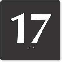 Tactile Touch Braille Door Sign With Number 17