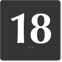 Tactile Touch Braille Door Sign With Number 18