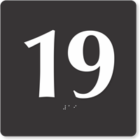 Tactile Touch Braille Door Sign With Number 19
