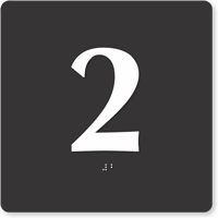 Tactile Touch Braille Door Sign With Number 2