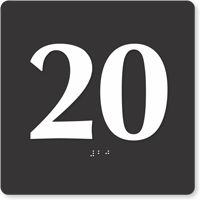 Tactile Touch Braille Door Sign With Number 20