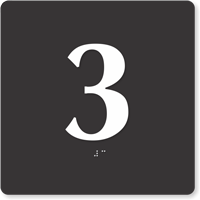 Tactile Touch Braille Door Sign With Number 3