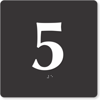 Tactile Touch Braille Door Sign With Number 5