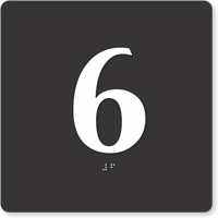 Tactile Touch Braille Door Sign With Number 6