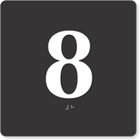 Tactile Touch Braille Door Sign With Number 8