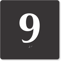 Tactile Touch Braille Door Sign With Number 9