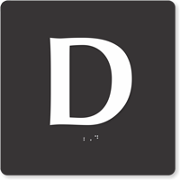 Tactile Touch Braille Door Sign With Letter D