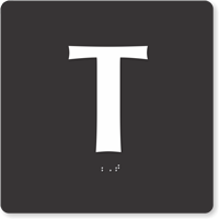 Tactile Touch Braille Door Sign With Letter T